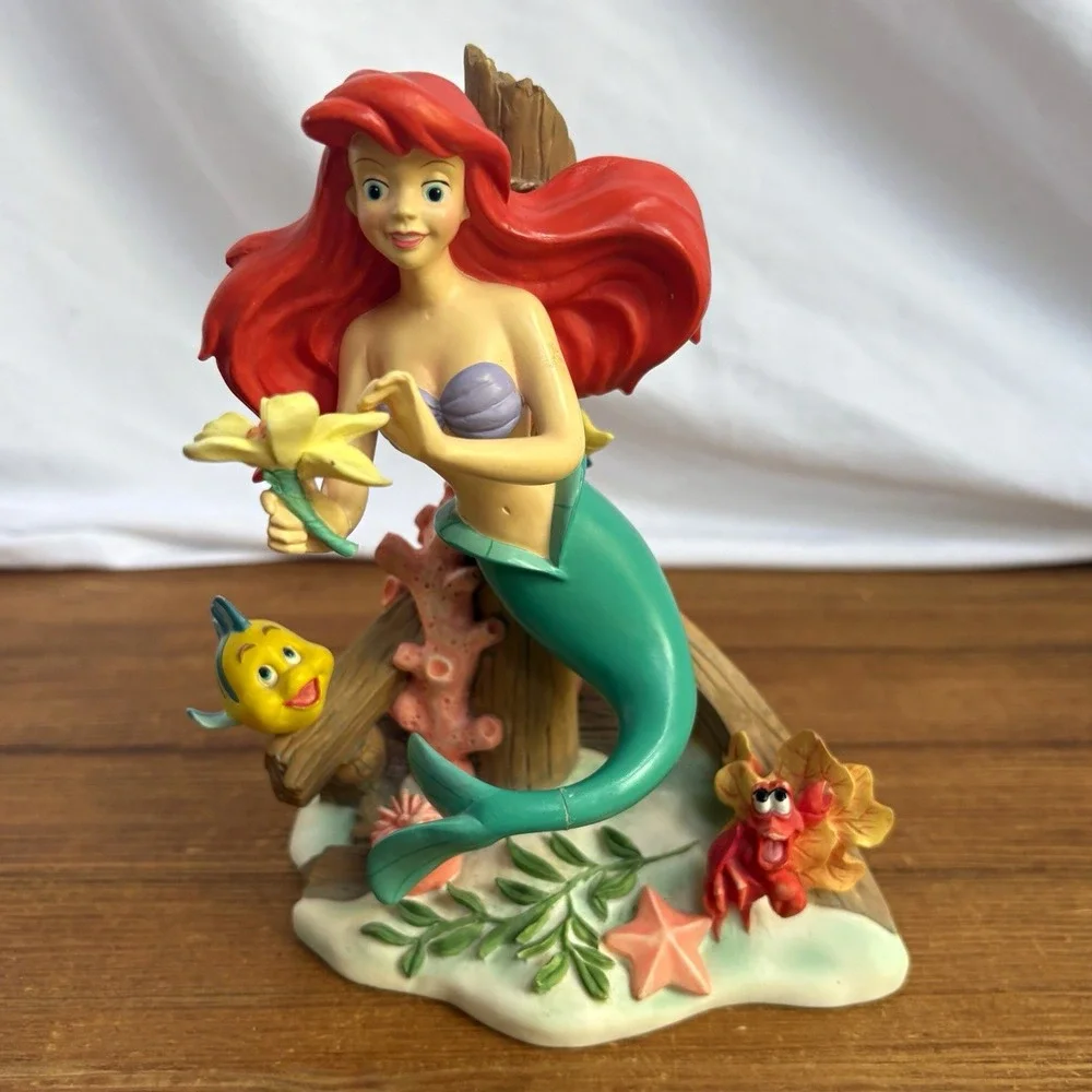 Disney The Little Mermaid Ariel Figurine w/ Flounder & Sebastian 7
